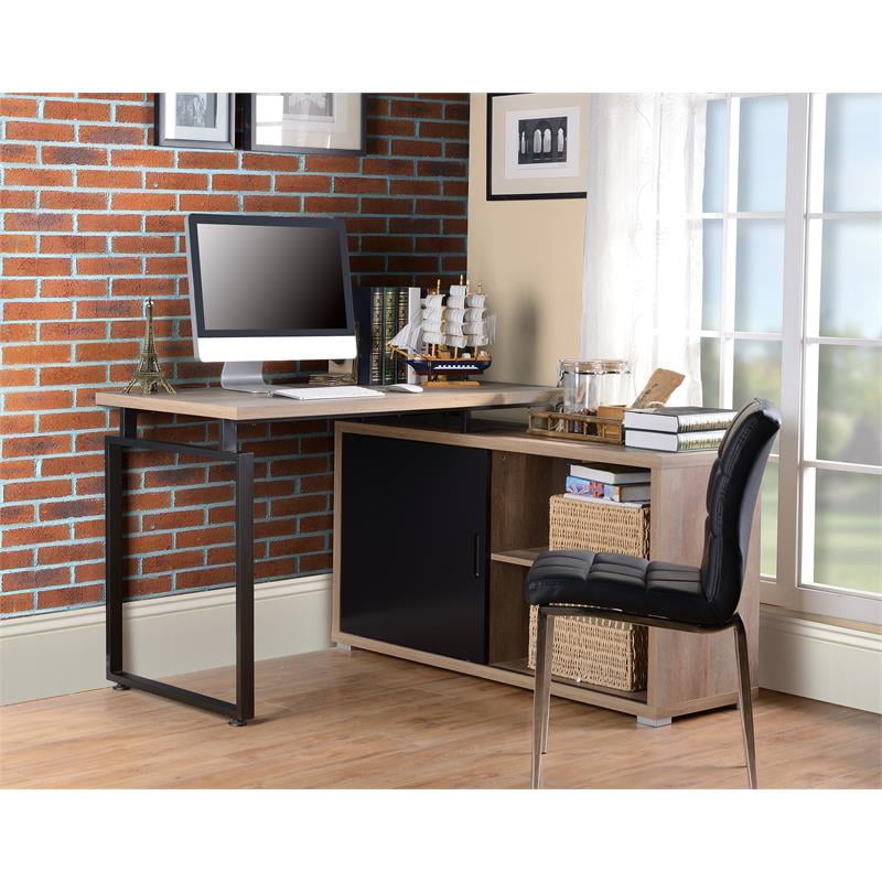 L Shaped Desk in Reclaimed Wood and Gray Finish