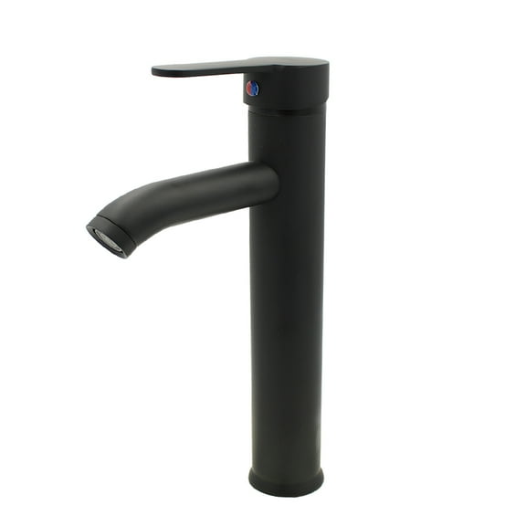 Llave Monomando Baño Lavabo Acero Inóx. Alfa 201 Negro Mate De 30 cm