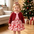 thumbnail image 5 of CAICJ98 Toddler Baby Girls Christmas Outfits Sleeveless Dress Long Sleeve Ruffle Coat Bow Headband Clothing sets,Size 3-6 Months, 5 of 7