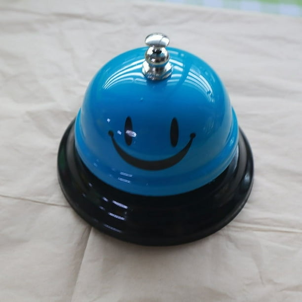 Campana de mano con forma de cara sonriente de metal para entrenamiento de mascotas, barra de servicio para restaurante, campana de convocatoria, contestador automático de competición, mesa de