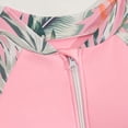 thumbnail image 6 of hengsof Girls Summer Fashion Printed Two Piece Swimsuit Set Long Sleeve Zip Up Rash Guard Elastic Waist Shorts Swimsuit with Built in Pads Surf Beach Vacation Swimsuit Set, 6 of 8
