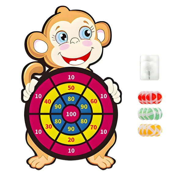BESTSKY Dart Board,Dartboard with 11 Sticky Balls,Foldable Storage Yard Games for Kids,Multcolor4
