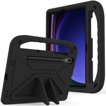ELEHOLD for Samsung Galaxy Tab S9/S9 FE/S8/S7 Rugged Case Kids Friendly EVA Full Body Protective Handle Grip Kickstand Function Shockproof Kids Case for Boys Girls,Black