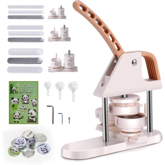 QinaQin Third-Generation 58mm Badge Maker - Diy Badge Pressing System Without Installation, Includes Badge Parts and Templates, 2.28-Inch Pin Badge Maker, Suitable for Crafts