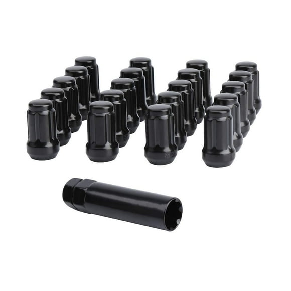 Dynofit Écrous de Roue Noirs M12x1.25 Compatibles avec Nissan 350Z 370Z G35 G37 FX35 Altima Maxima, 20 Pcs 12mmx1.25 Écrous de Roue pour Infinit Q40 Q45 Q50 Q60, 6 Écrous de Tuner Conique Inclut 1 Clé de Prise