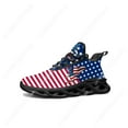 thumbnail image 1 of Zapatillas deportivas planas con bandera de EE. UU., rojas, azules y blancas, para hombre y mujer, con cordones y malla, hechas a medida., 1 of 6