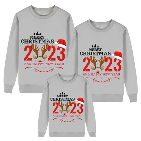

Aligament Christmas Pajamas for Family Gray Family Christmas Pjs Matching Sets Matching Family Pullover Sets Merry Christmas Y All Print Crew Neck Pullover for Kids