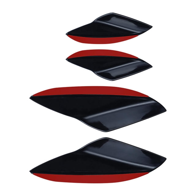 Wisewang 4Pcs Universal Car Spoiler Canards Set Strip Carbon Decals Collision Anti Auto Soft Pattern Fiber Black