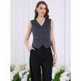 thumbnail image 3 of DARING DIVA Women's Pinstripe Waistcoat Button Down Vintage Striped Vest M Blue, 3 of 5