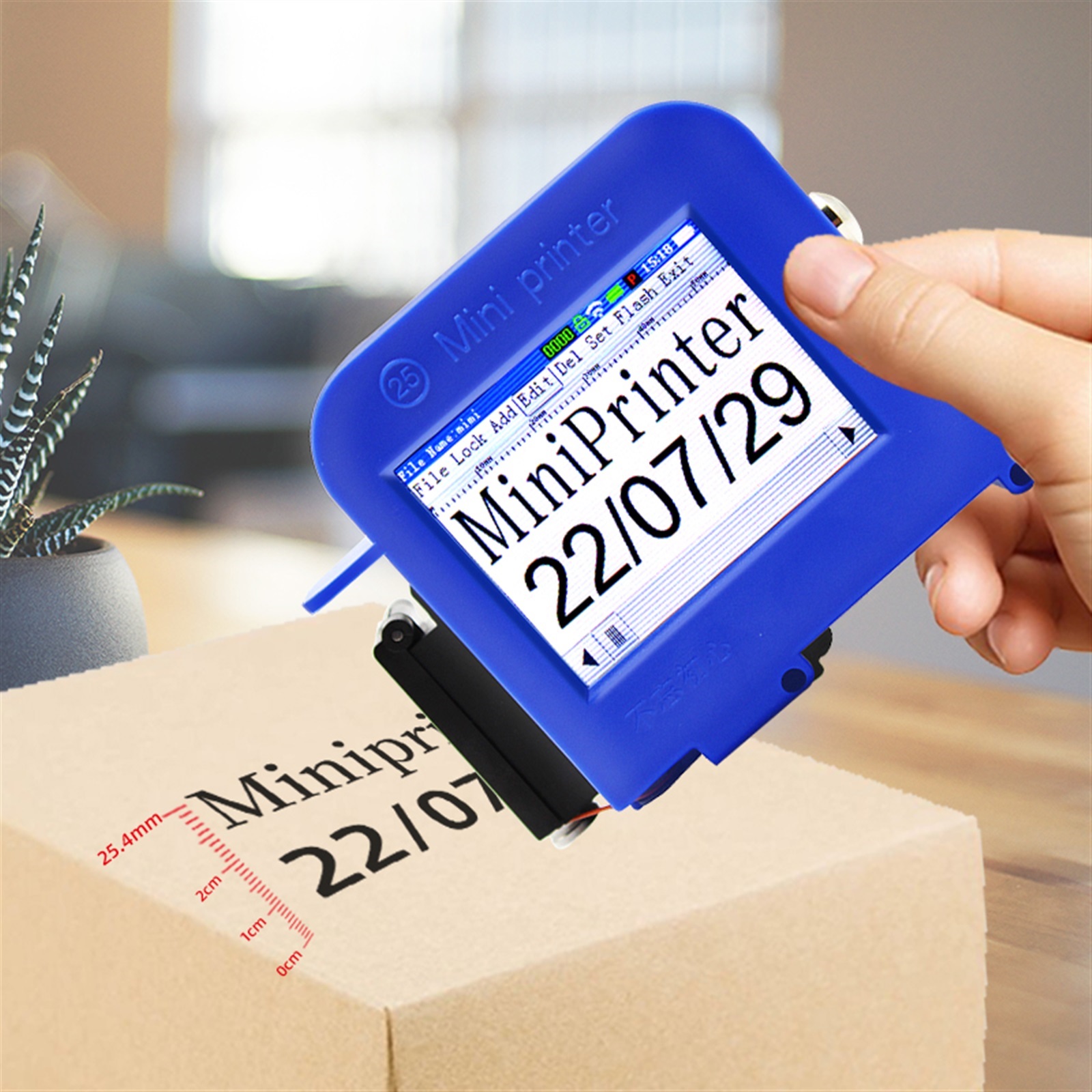 25.4mm Portable Label Inkjet Printer Large Character Mini Handheld Coder Production Date Barcode Logo Print Permanent Ink ,Multifunction Inkjet Printer