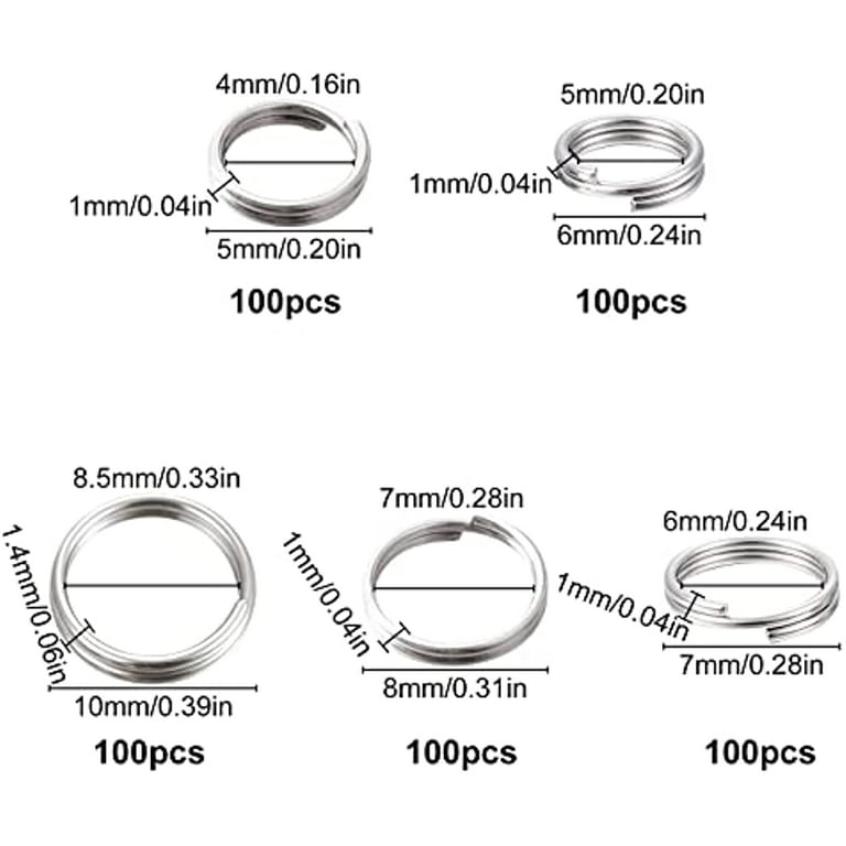 200Pcs 5-10mm Stainless Steel Round Split Rings Small Double Ring Jewelry  Making