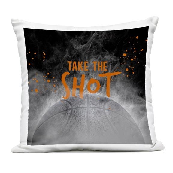 Stupell Industries Take The Shot Basketball Outdoor Printed Pillow design by Kim Allen, 18 x 7 x 18