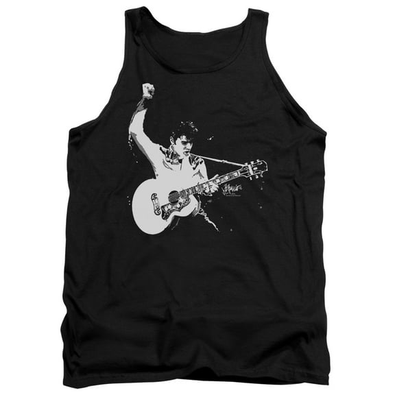 Elvis Presley Black White Guitarman Tank Top Black