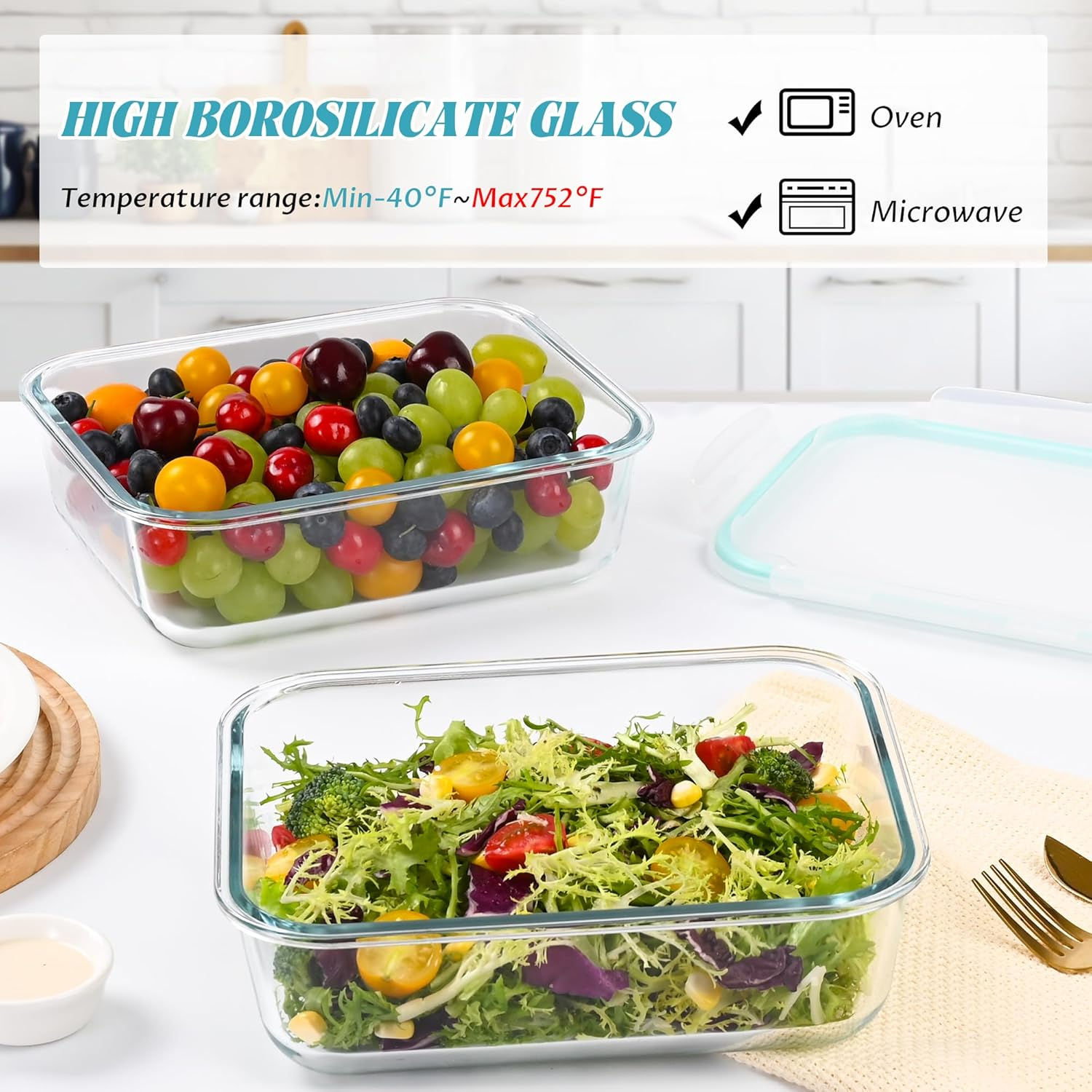 4 Pcs Glass Meal Prep Containers with Lids 14 oz Food Storage Containers Airtight Lunch Container Food Container for Home/Travel,Dishwahser, Microwave, Oven and Freezer Safe,Topboutique