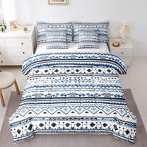 Castle Fairy Bohemian Blue Aztec Twin Bedding Sets,Boho Geometric Bedding Comforter Set