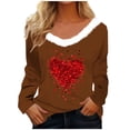thumbnail image 3 of Inverlee Valentine's Day Shirts Women Plus Size Love Heart Print Tees Work Long Sleeve Blouse V Neck Holiday T-shirt Tops Valentines Day Gifts for Teen Girls, 3 of 5