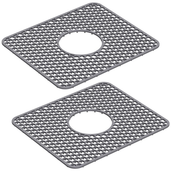 AEVXKHI 2PCS Silicone Sink Protector Mats with Rear or Center Drain, Anti Slip Hollow Out Kitchen Sink Mats, Rollable Sink Bottom Mats for Countertop Sink