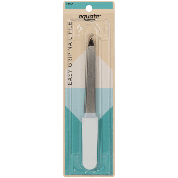 Equate Beauty Non-Slip Easy Grip Fingernail File with Cover, White