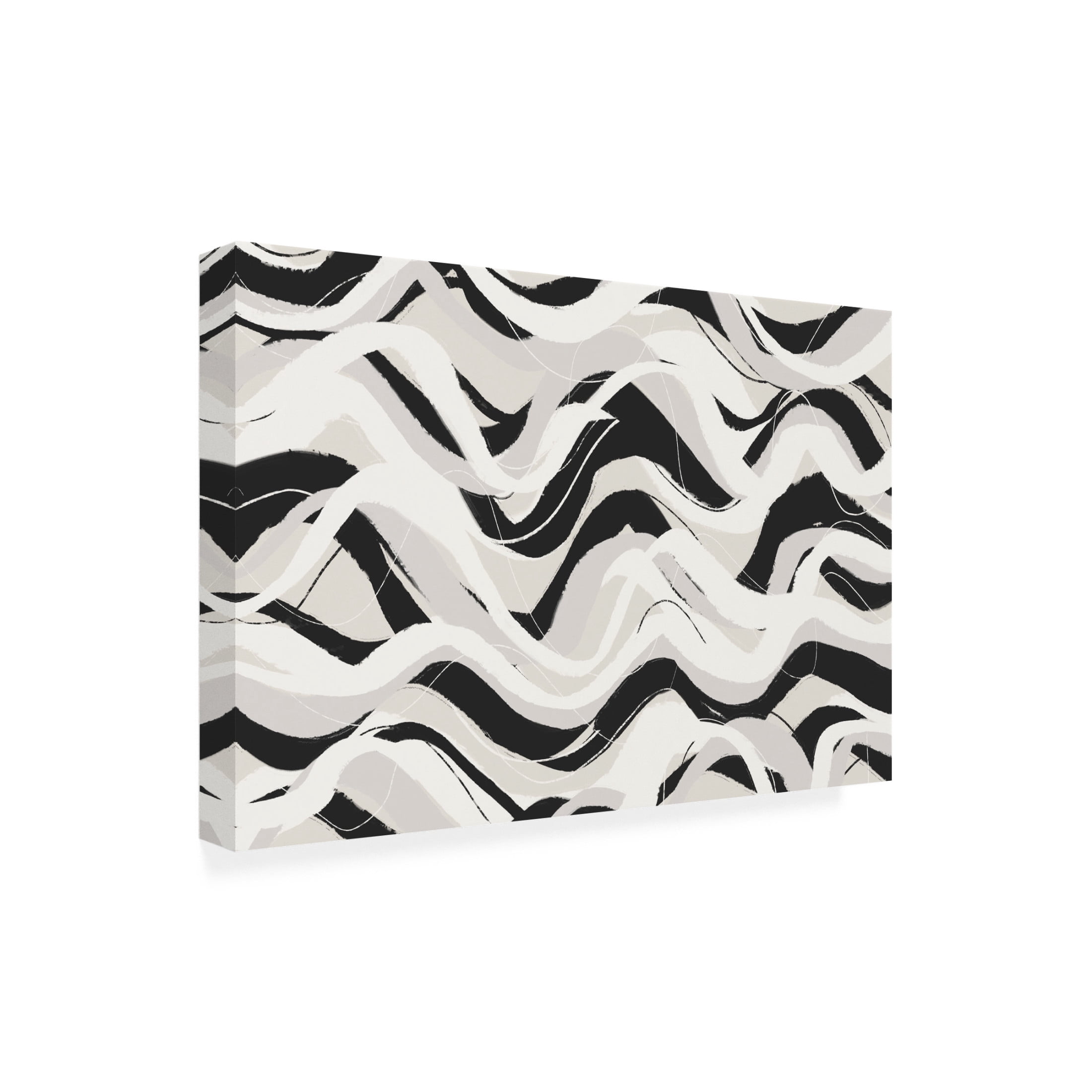Canvas Wall Art - Treechild 'White Black Waves Pattern Square' Wall Art for Living Room, Bedroom, or Office D?cor by Trademark Fine Art - 32 x 22 Inches