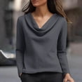 thumbnail image 2 of TRUBKH Blusas Elegantes Para Mujer Satin Silk Draped Cowl Neck Elegant Cowl Neck Satin Blouse Office Business Dressy Casual Outfits Silk Top Dressy Casual Fashion Trendy Comfy Shirt A1 Gray Xl, 2 of 9