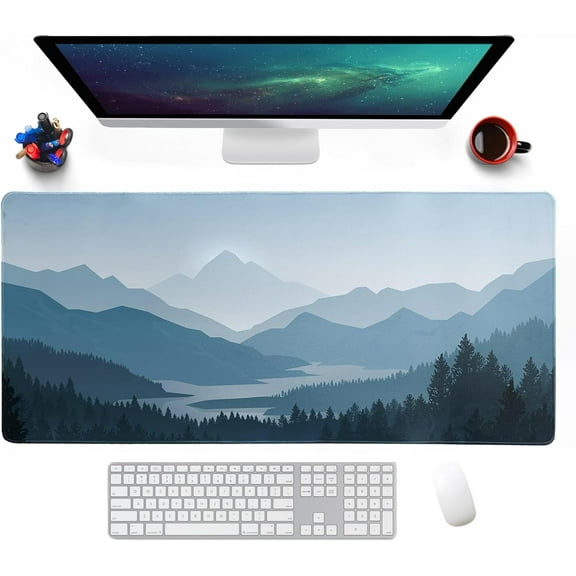 Landscape Mouse pad XXL Extended Rectangular Gaming Mouse Mat Large Mountain Mousepad Keyboard Office Desktop Waterproof Stitched Edges Desk Pads(Size:35.4x15.7in)