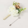 thumbnail image 5 of Efavormart 2 Pack White Silk Rose Boutonniere With Pin, Real Touch Artificial Flower Pocket Square - 5", 5 of 9