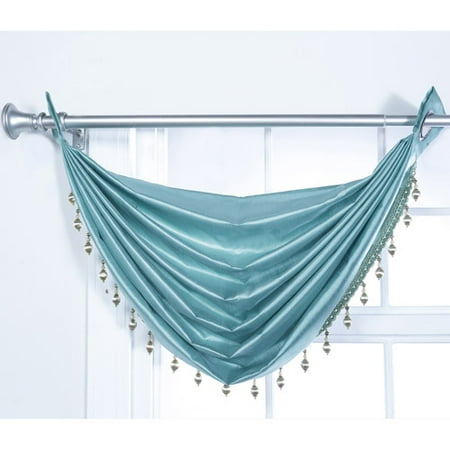 - Belle Maison USA, LTD. Rivington Faux Silk Waterfall Valance with Beaded Trim 36 x 37
