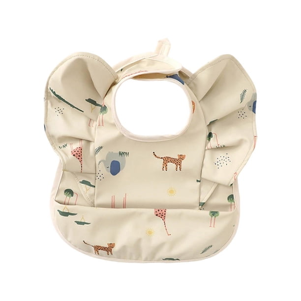 Cute Flying Sleeve Shaped Feeding Bib with Water Proofing Layer, Adjustable Saliva Towel for Baby 6-36 Months Multicolor