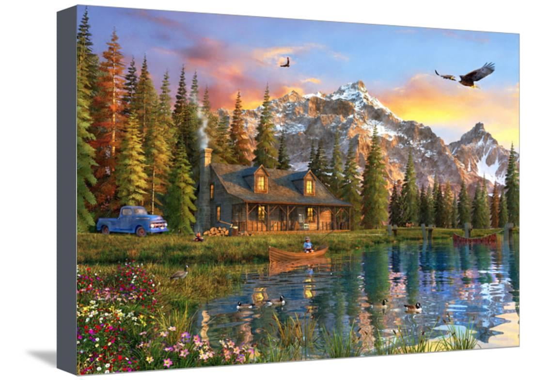 Old Log Cabin Stretched Canvas Print Wall Art By Dominic Davison