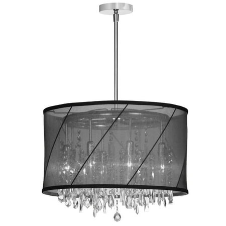Dainolite 6 Light Crystal Chandelier W Black Organza Shade Dainolite 6 Light Crystal Chandelier W Black Organza Shade