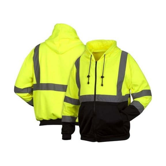RSZH3210XL XL Lime/Black Safety Front Zipper Hooded Sweatshirt