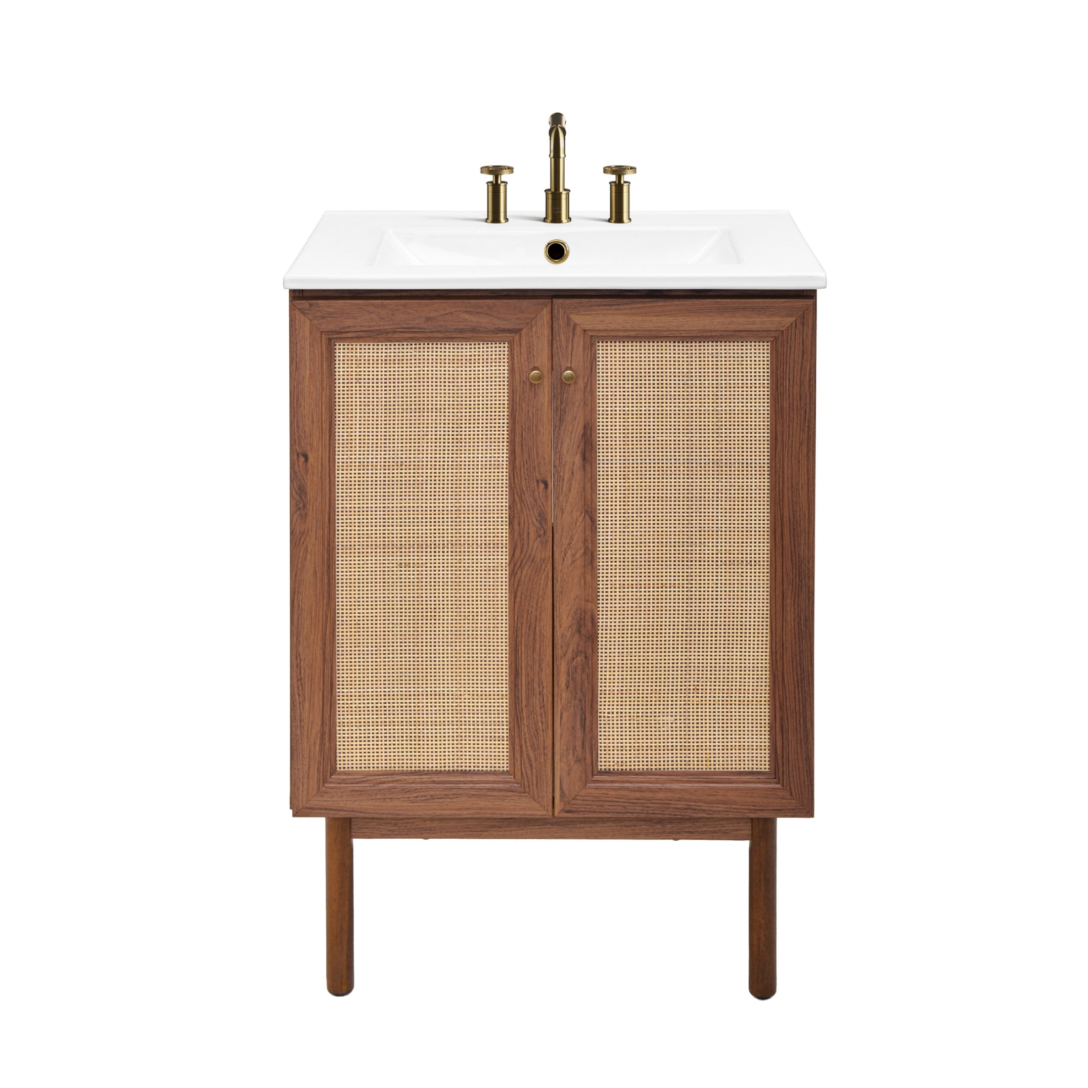Classe 24" Freestanding Bathroom Vanity in Brown Oak with 3-Hole Centerset Sink Top
