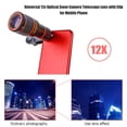 thumbnail image 1 of Lente de telescopio de cámara con zoom óptico universal 12x con clip para teléfono móvil, 1 of 7