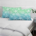thumbnail image 3 of Teal Blue Ombre Coastal Pillow Covers, Linen Long Throw Pillow Case, Sea Nautical Summer Beach Starfish Coral Holiday Pillow Protector Decorative Cushion Cover for Living Room/Bedroom 20" x 30", 3 of 8