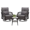thumbnail image 3 of STARY Outdoor Swivel Rocker Chairs with Coffee Table, 3 Pieces Wicker Patio Furniture Set, Rattan Outdoor Bistro Set for Backyard, Grey, 3 of 10