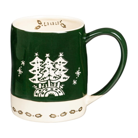 Evergreen 18 oz Ceramic Winter Trees Cup- Dishwasher and Microwave Safe Christmas Coffee and Tea Mug