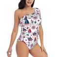 thumbnail image 3 of Honeii Happy Columbus Day for women's one-piece swimsuit featuring a chic one-shoulder design experience elegance and style in the water-X-Large, 3 of 6