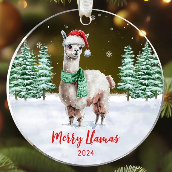 Acrylic Llama Ornament - Christmas Tree Decor, Farm Animal Ornament for Women, Llama Lovers Gift