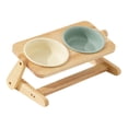 thumbnail image 3 of hengtong Elevated Cat Bowls Raised Pet Bowl Stand Feeder Accessories with 2 Ceramic Bowls Beige Light Green, 3 of 9