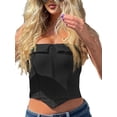 thumbnail image 3 of Lucakuins mujeres corsé Bandeau Tops Color sólido verano Casual sin tirantes cremallera sin mangas fuera del hombro Crop Tops Streetwear Lucakuins moda, 3 of 9