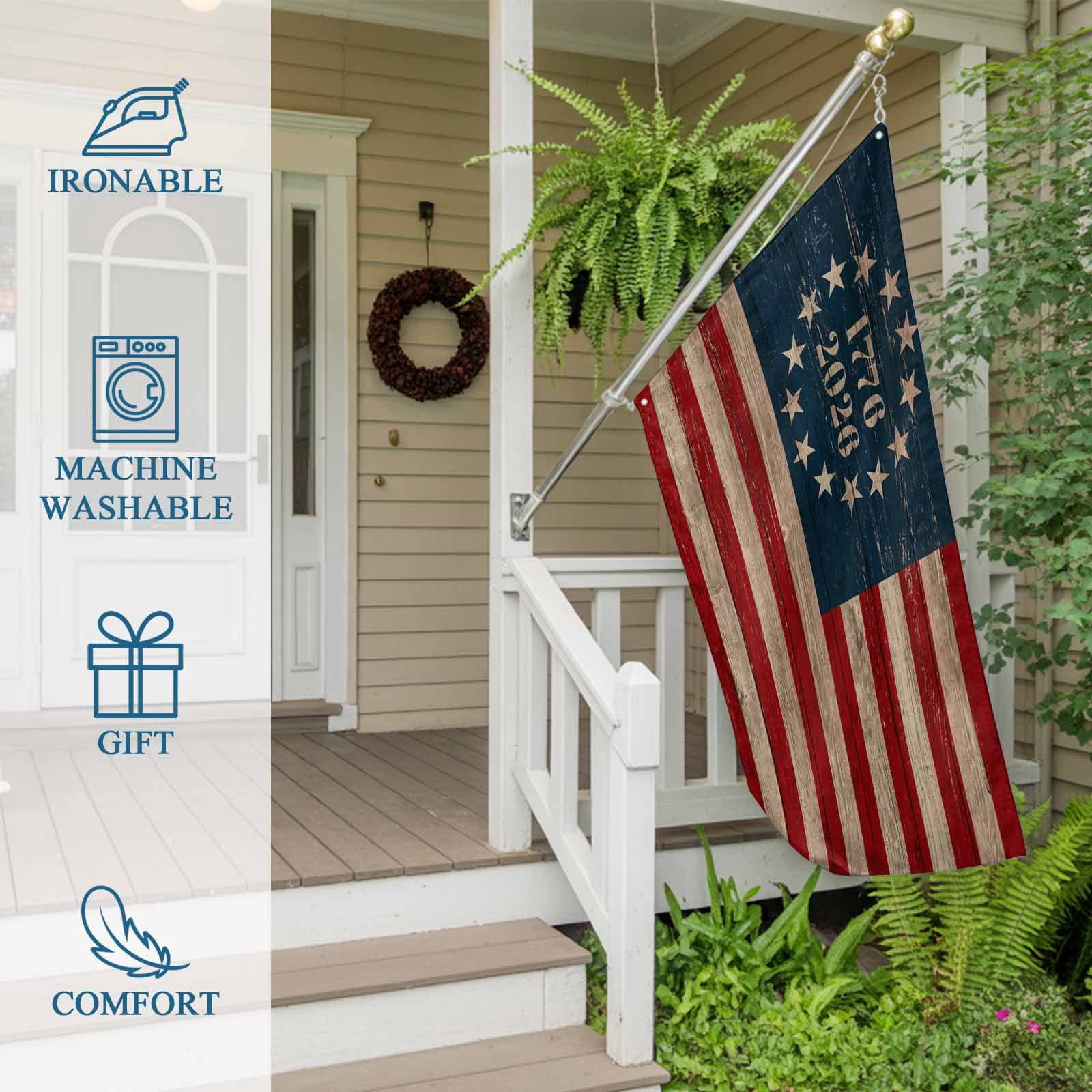 4th of July Flags for Outside 3x5 ft Patriotic Stars Anniversary Outdoor Flags Double Sided Grommets House Banner USA Flag Patio Yard Flag for Outdoor Party Porch Independence Day Decor