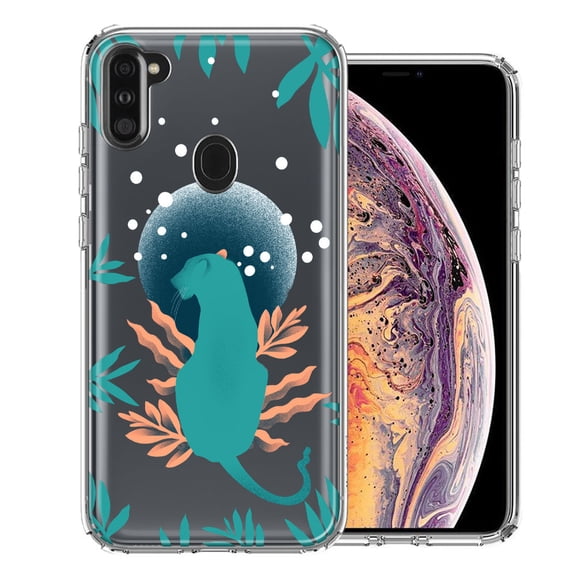 MUNDAZE for Samsung Galaxy A11 Moon Green Jaguar Design Double Layer Phone Case Cover