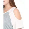 thumbnail image 6 of Unique Bargains Juniors' Plus Size Contrast Raglan Sleeves Cold Shoulder T-Shirt 4X Gray, 6 of 6