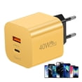 thumbnail image 4 of Fast Charger Block, PD 40W Dual Port Wall Charger, Overcharge Protection Charger for Home, Apartment, Yellow Charging Block with Type C, USB Ports, 4 of 9