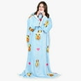thumbnail image 5 of Tirrinia Sherpa Wearable Blanket for Adult Women and Men, Super Soft Comfy Warm Plush Throw with Sleeves, TV Blanket, Wrap Robe Cover for Sofa, Couch, Blue Avocado Dog, 55" x 72'', 5 of 7