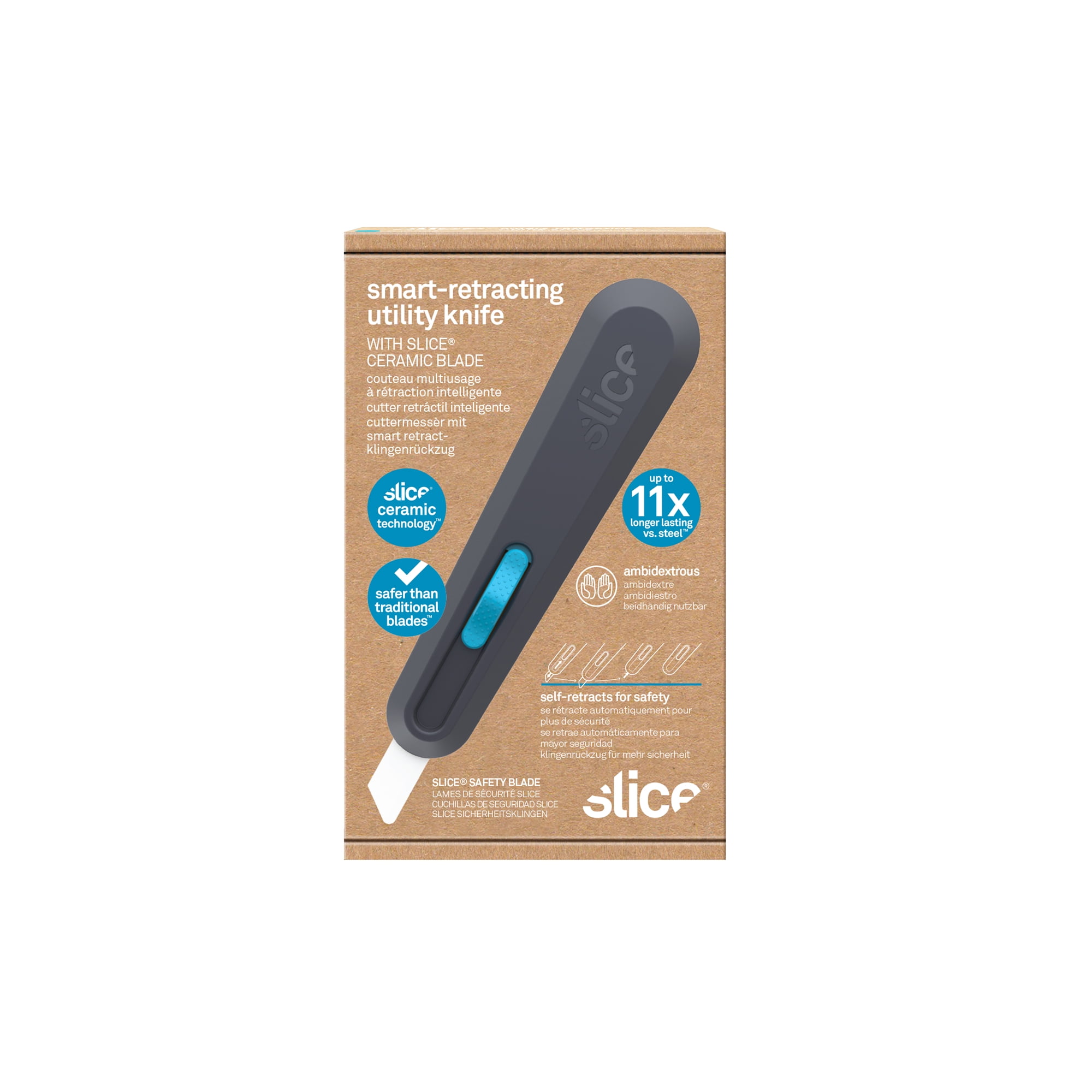 Slice 10558 Utility Knife: 6.06" Handle Length, Retractable Nylon Handle