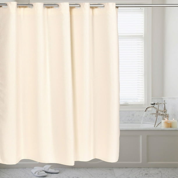 Sweet Home Collection Hookless Fabric Shower Curtain Waffle Weave with Snap Off Liner Walmart