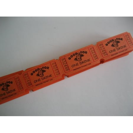 100 orange good for one drink consecutively numbered raffle tickets