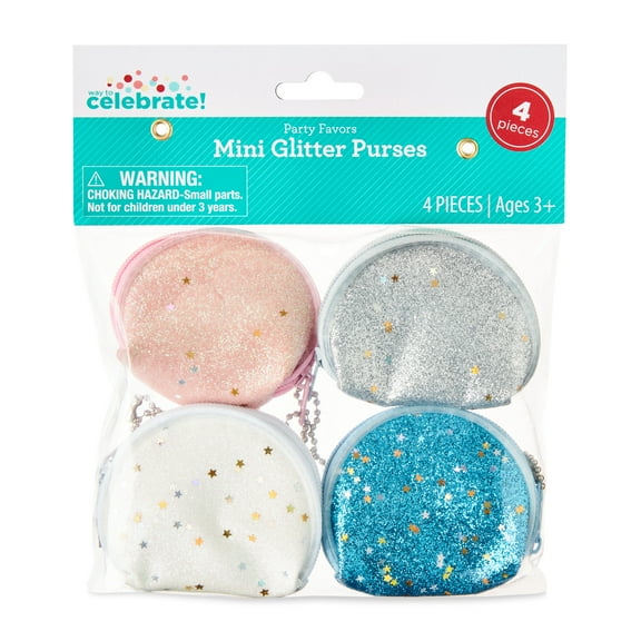 Multicolor Mini Glitter Purse Party Favors, 4 Count, by Way To Celebrate