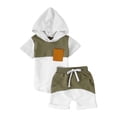 thumbnail image 1 of FhsagQ Tenues Garçons Tenues d'Hiver Taille 6 Moins de 10 Noël Tout-Petits Garçons Filles Été Confortable Patchwork Coloré Col Rond à Capuche Manches Courtes Hauts Shorts Ensemble 2 Pcs Vert 18-24 Mois, 1 of 9